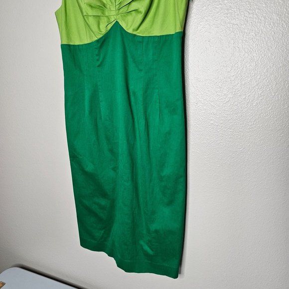 Boden Size 6 Green Color Block Sheath Dress V Neck Knee Length Sleeveless - Picture 3 of 8